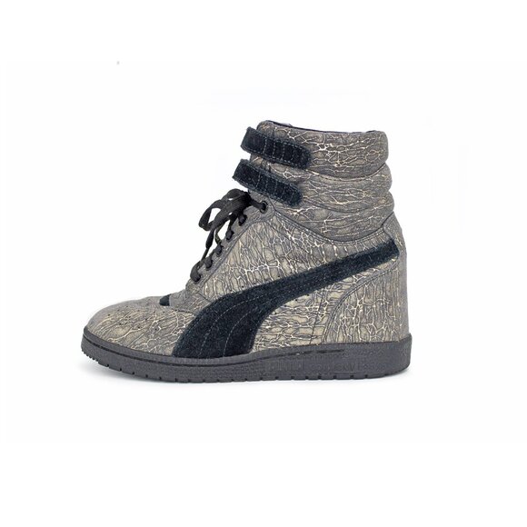 Puma Sky Wedge Gray/Gold Thread Iridescent Womens High Top Sneakers: Size 9.5 - Picture 1 of 9
